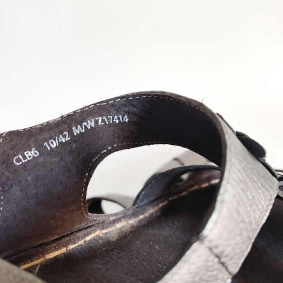 Born Boc Slingback Sandals Size 10 /42 Leather Open Toe Metallic Pewter Strappy - Picture 11 of 13